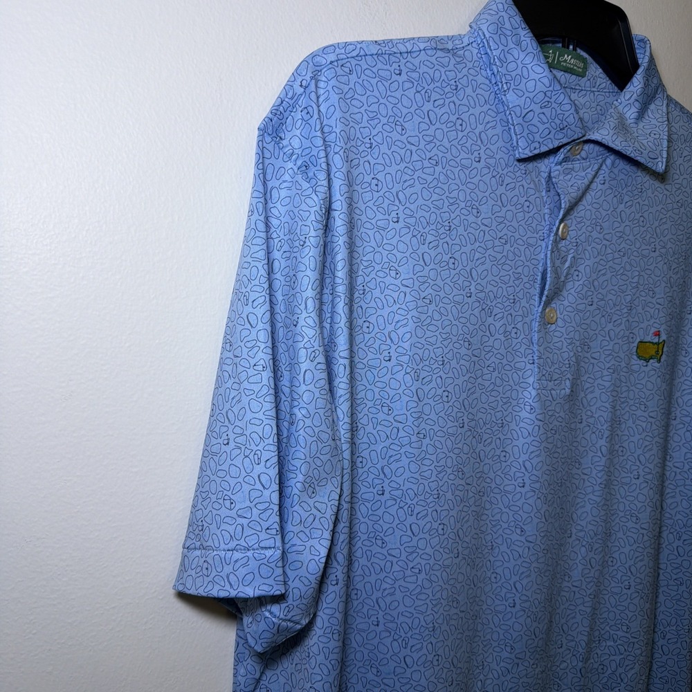 Peter Millar Masters Polo Shirt Mens M Blue Golf Course Design Performance Tech - Picture 3 of 8